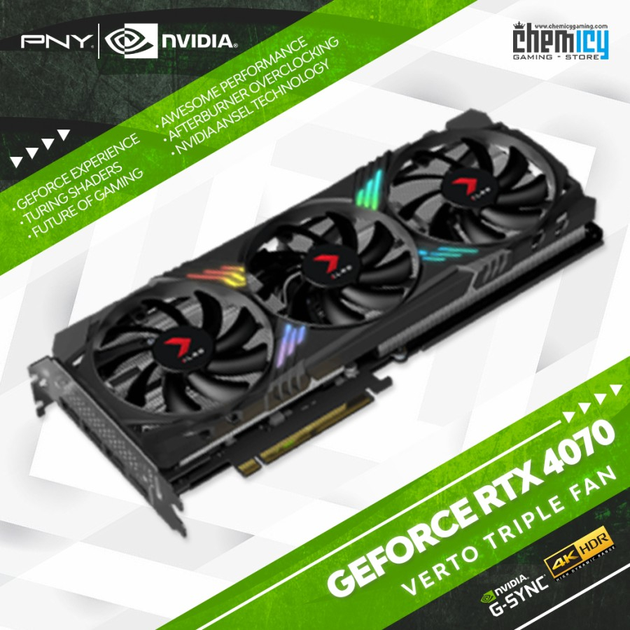 PNY Nvidia GeForce RTX 4070 Verto Triple Fan ARGB 12GB