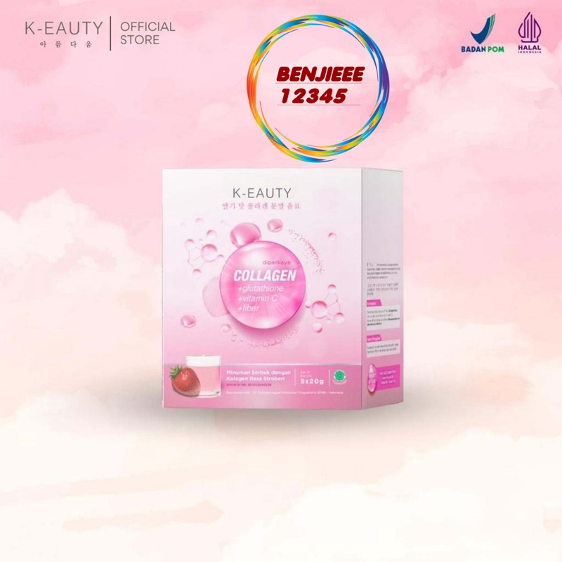 KEAUTY K-eauty 1 box ( 5 sachet ) collagen drink minuman kolagen beauty keauty k-eauty COLLAGEN strawberry