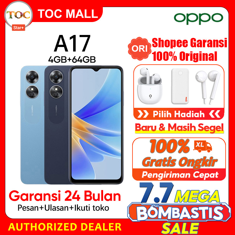 Hp OPPO A17 RAM 4GB ROM 64GB 6.56 inci Baterai 5000mAh Kamera 50MP MediaTek Helio G35 Garansi Resmi Bisa cod