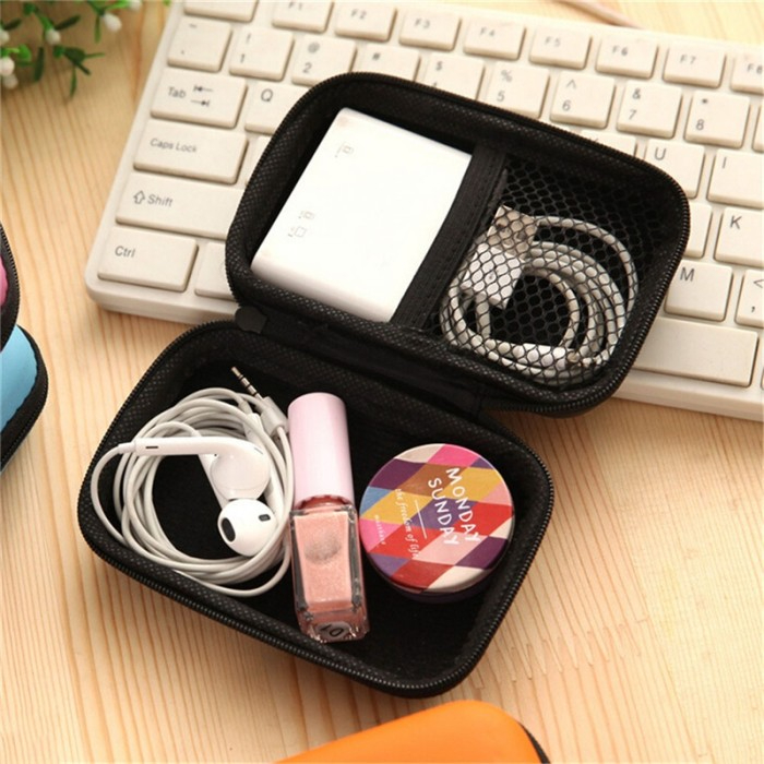 C133 Pouch Earphone JUMBO Persegi Panjang Dompet Earphone Pouch Penyimpanan Headset Handsfree Charger Kabel