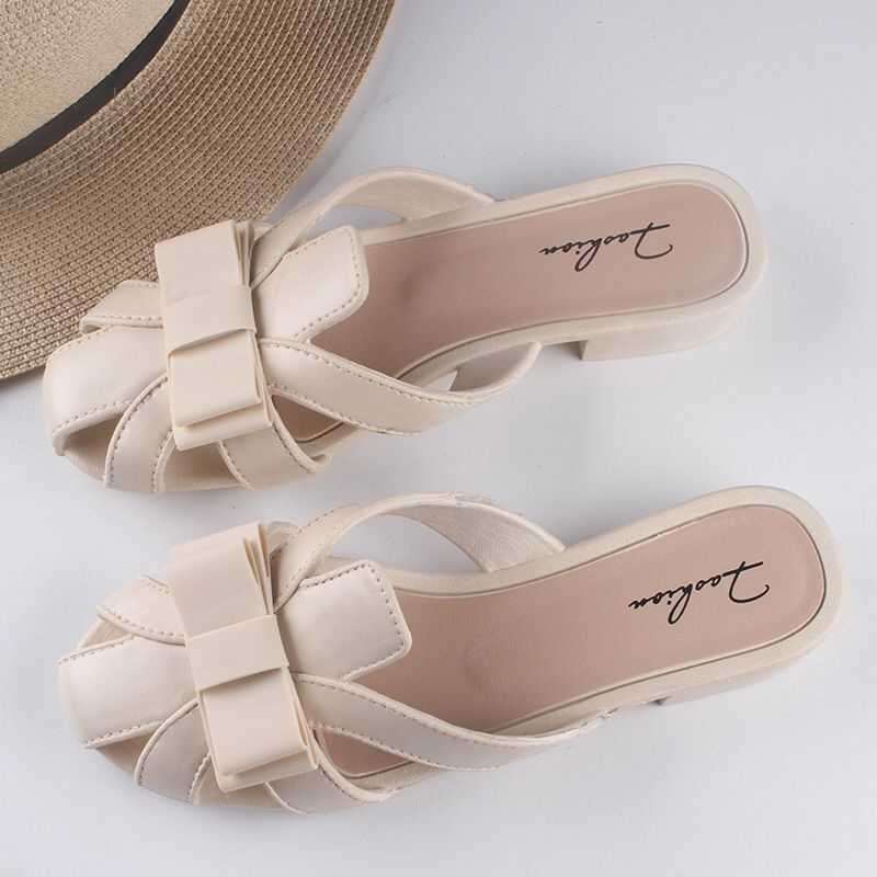 GROSIRTAS TG1741 Sandal Hak Casual Wanita Motif Pita Import/ Sendal Semi Mules Jelly