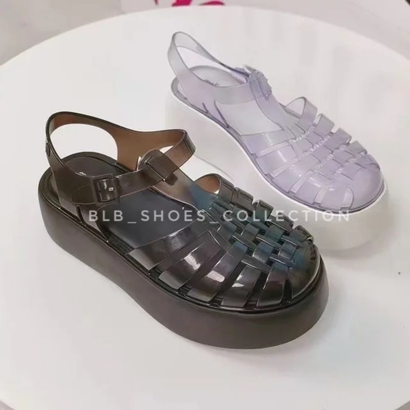 Sandal Viral Sandal Jelly Wanita Terbaru Sandal Tali Wanita Import Sandal Wedges 7 cm Nyaman Kekinian Sepatu Sandal Wanita Tali Belakang