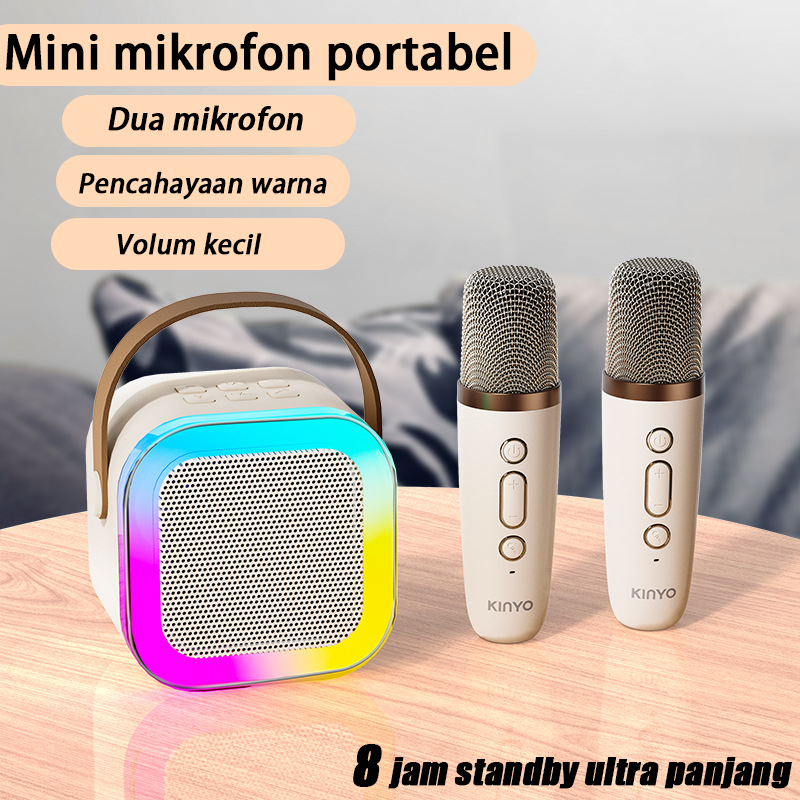 Mini speaker bluetooth karaoke set lengkap ori KTV Rumah Dua mikrofon mic wireless