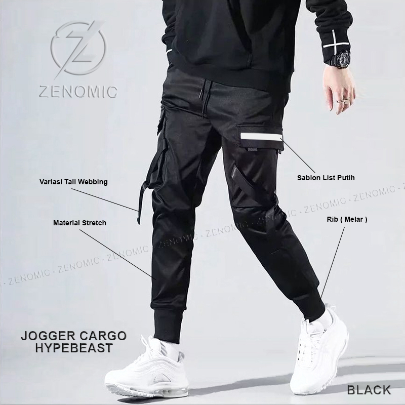 CELANA PRIA JOGER CARGO GESPER TALI PANJANG HYPEBEAST KOREA  STYLE TRACKPANTS DISTRO