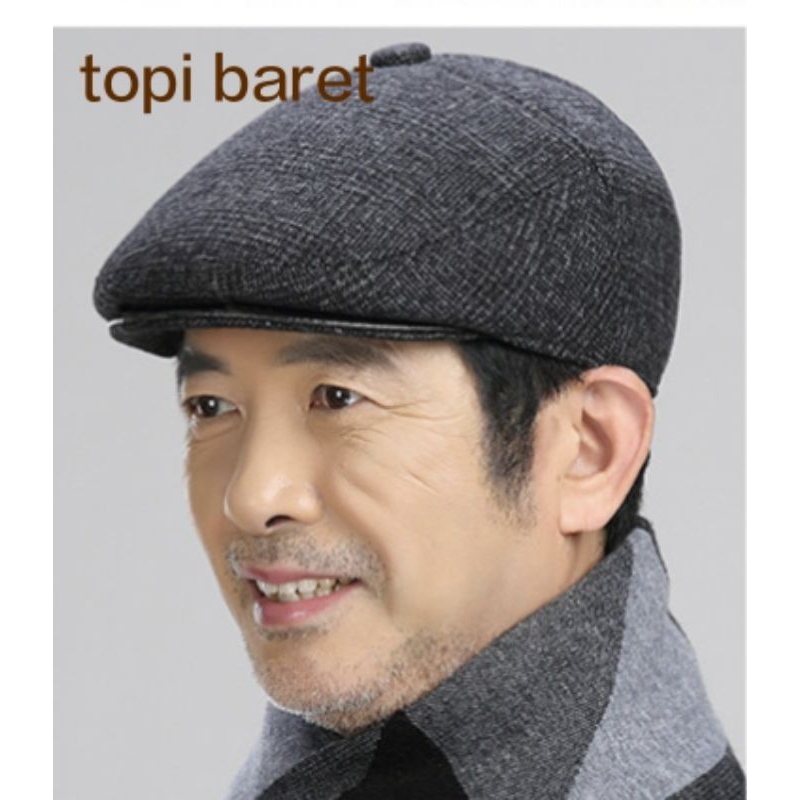 topi baret pria dewasa, bahan tebal berkualitas, varian 3 warna-impor