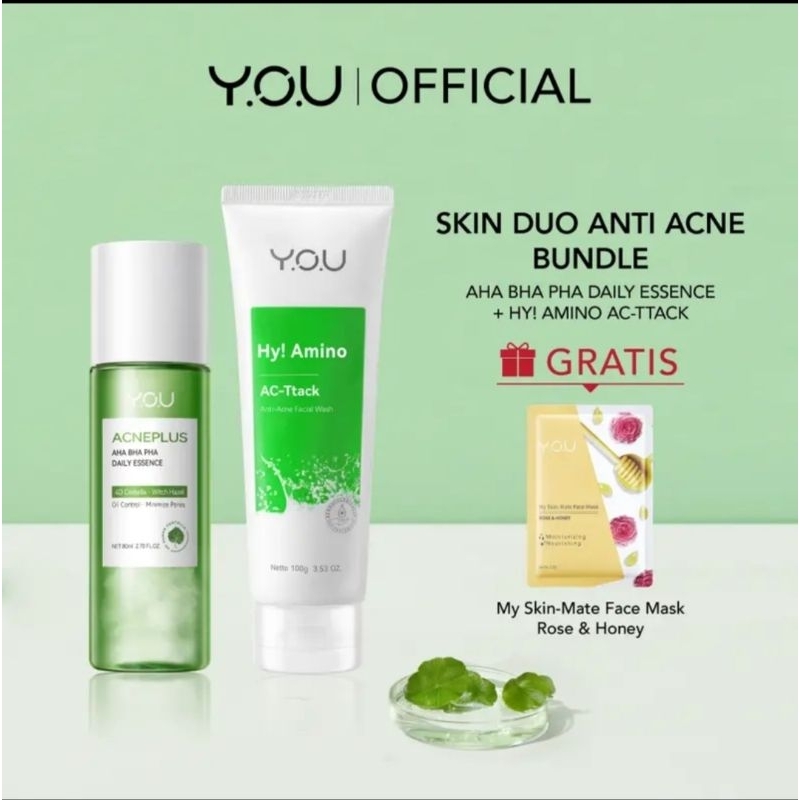 YOU AcnePlus Essence Toner Bundle | Hy Amino Ac-Tack Free Sheet Mask