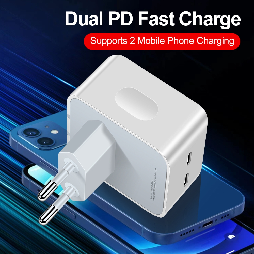ADAPTOR KEPALA CHARGER 50 WATT 2 PORT USB C ORIGINAL ADAPTER FAST CHARGING 50W DUAL PORT TYPE USB C ORIGINAL