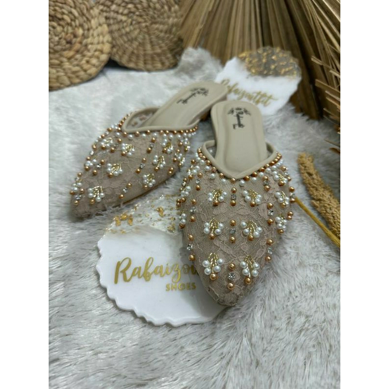 Flatshoes pesta wedding cantik Amira Cream 1cm