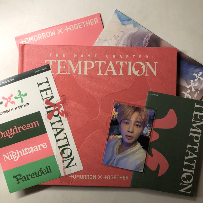 [ txt ] unsealed album ⟡ || temptation album nightmare ver full set (taehyun pc & beomgyu postcard)