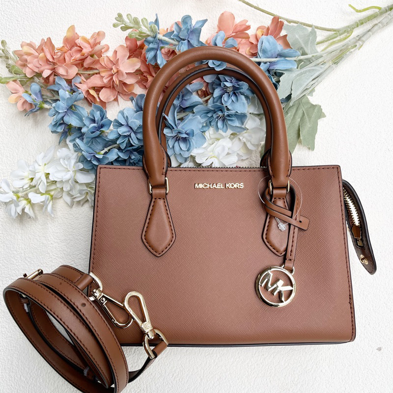 MK Sheila small cntr zip satchel Luggage brown