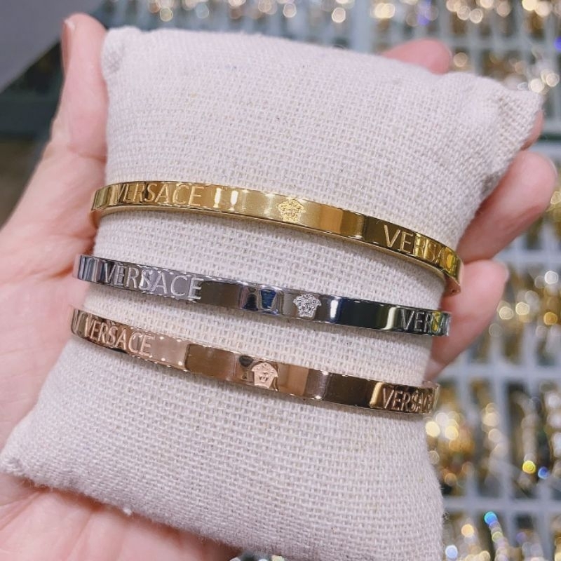 Gelang Titanium asli Set isi 3pc Bahan tebal kilau mirip emas asli Premium Quality Anti karat anti alergi Stainless steel  ori G0302