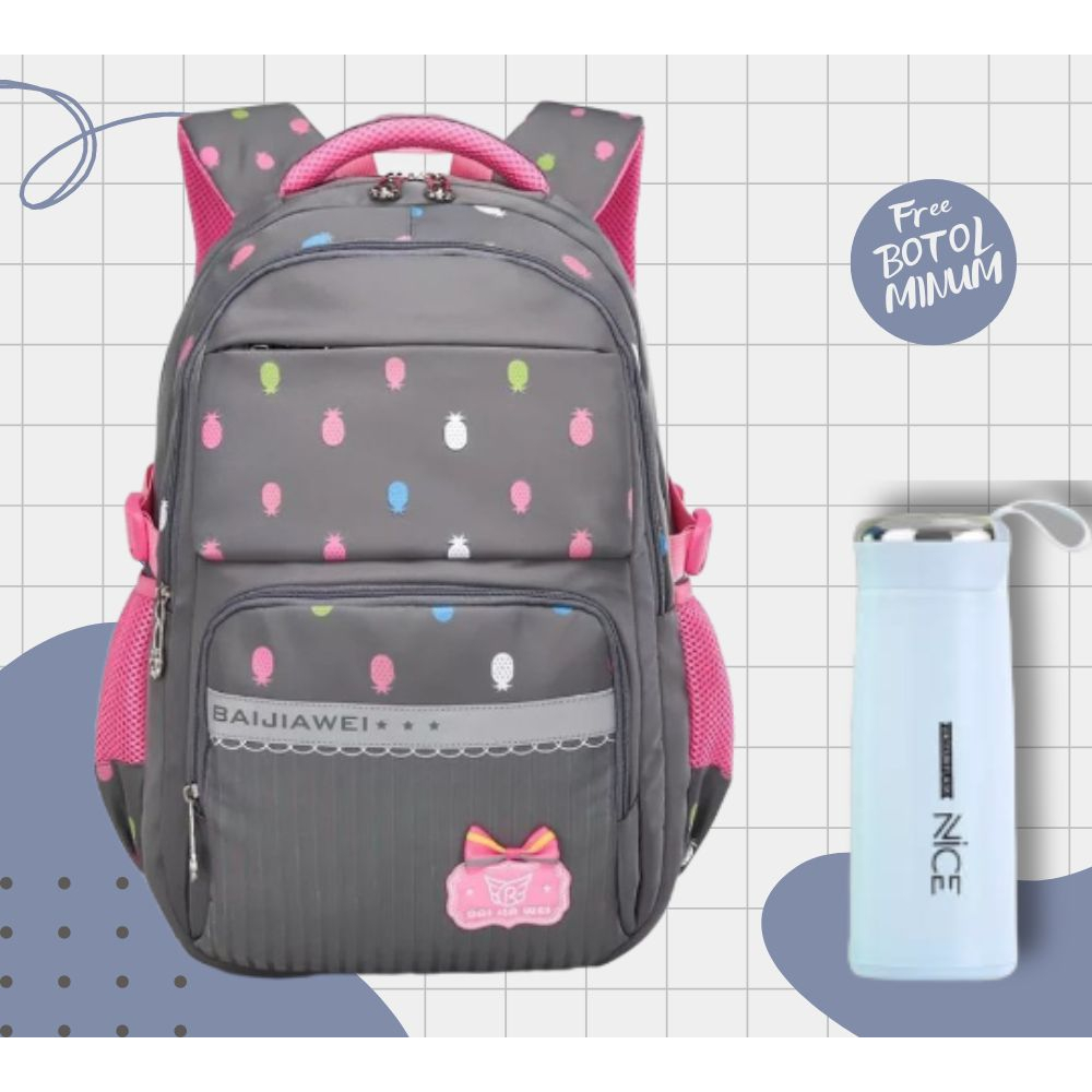 BDKR_TAS -  Ransel untuk Anak Perempuan Anak Laki-laki Tahan Air Oxford Tas Sekolah Remaja Tas Buku Ortopedi
