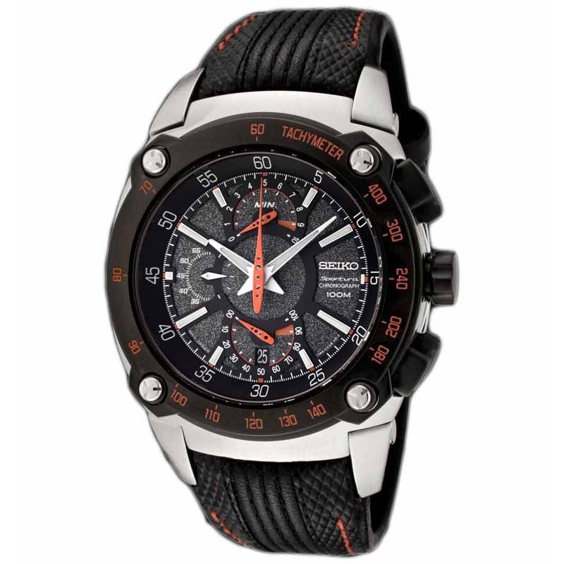 Seiko SPC039P2 Sportura Chronograph Black Silver Orange