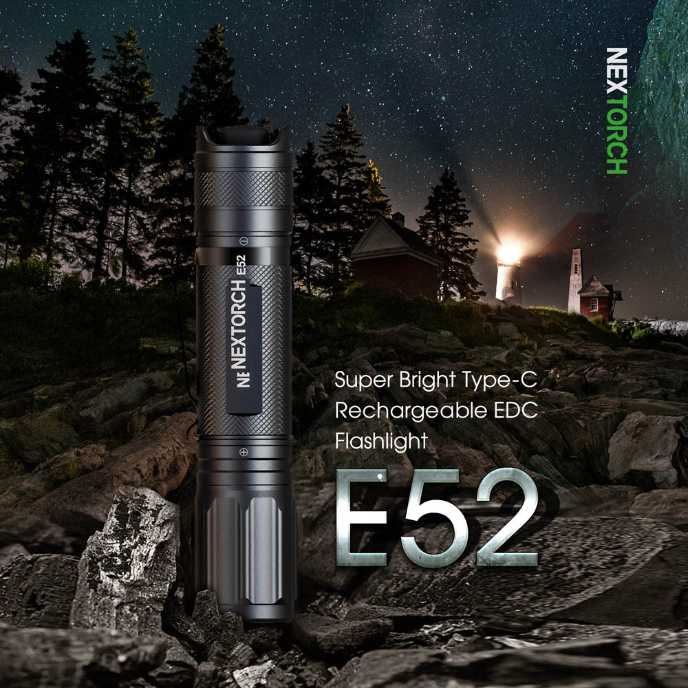 Lampu Senter LED USB Recharge XHP50.2 2500 Lumens NEXTORCH E52