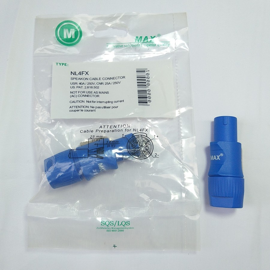 Jack speakon / spikon MAX FULL TEMBAGA BIRU