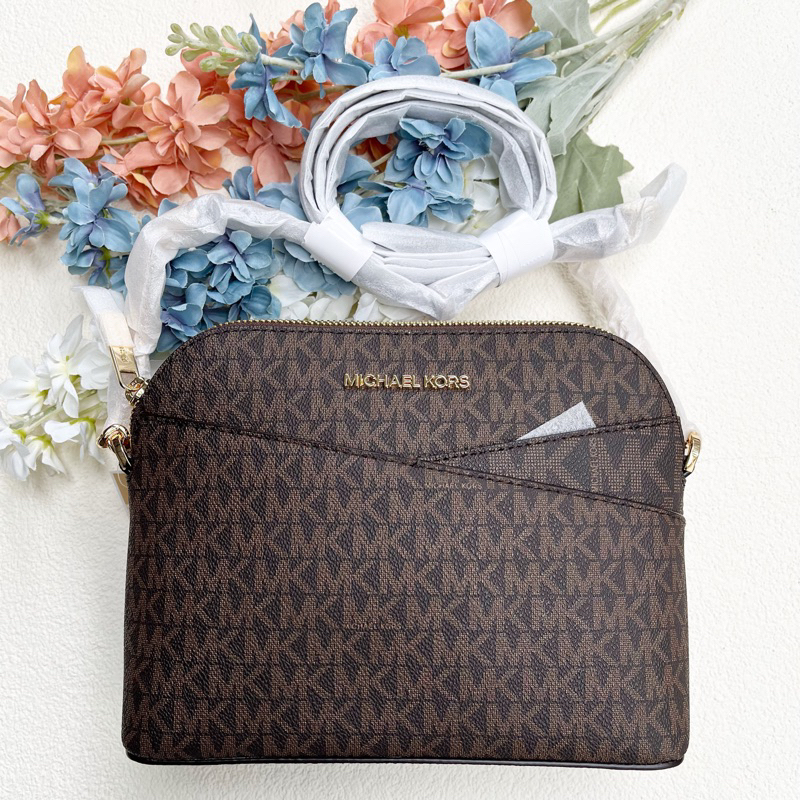 Mk jetset dome crosbody brown