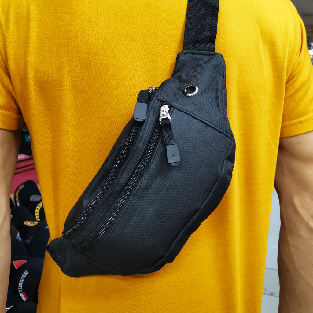 Tas Selempang Polos Pria Wanita Tas Pinggang Waist Bag Warna Komplit