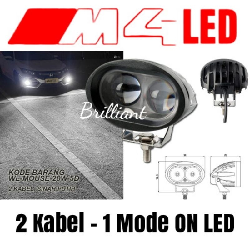 Lampu Tembak Sorot Tambahan - 12v Mobil Motor - 2 Mata LED - 2 Mode / 3 Mode