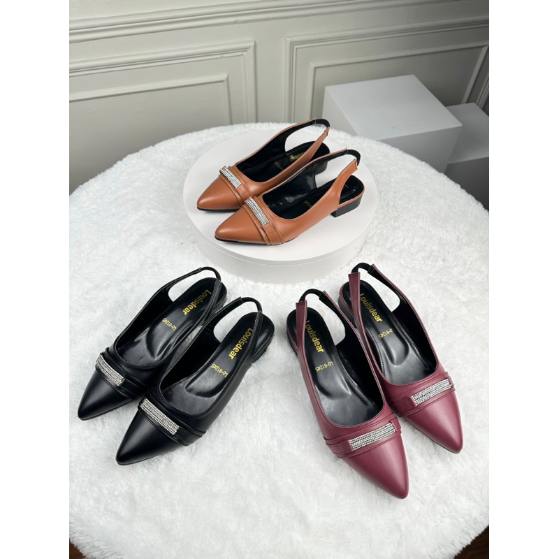 sepatu Louisdear B155 flat shoes wanita terbaru kekinian tali belakang 2 cm