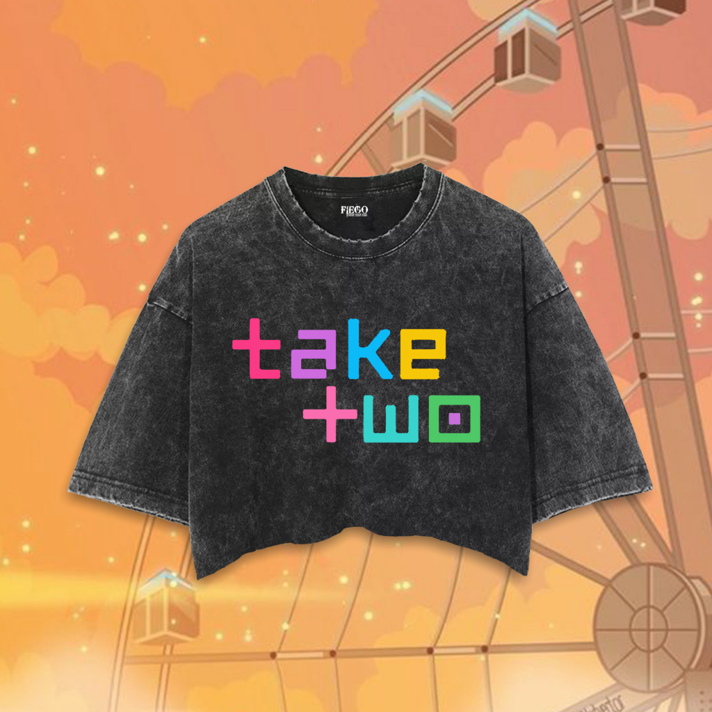 Fiego "BTS 10 ANIV TAKE TWO" | Premium All Size Crop Top | Stone Wash | Crop Tee | Crop Top BTS 10 A