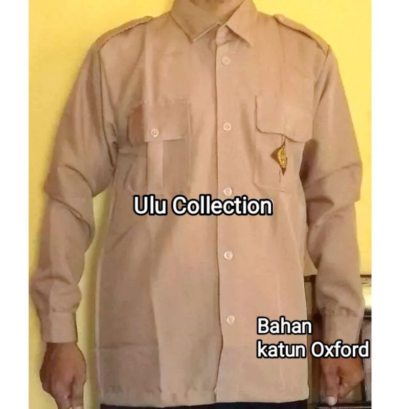 Baju Pramuka Lengan Panjang Oxford Warna Coklat Susu Cowok