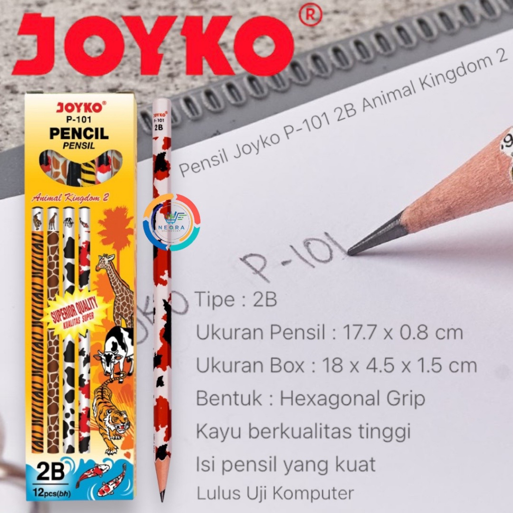 

Joyko Pensil Tulis 2B Animal Kingdom 2 P-101 | @12Pensil