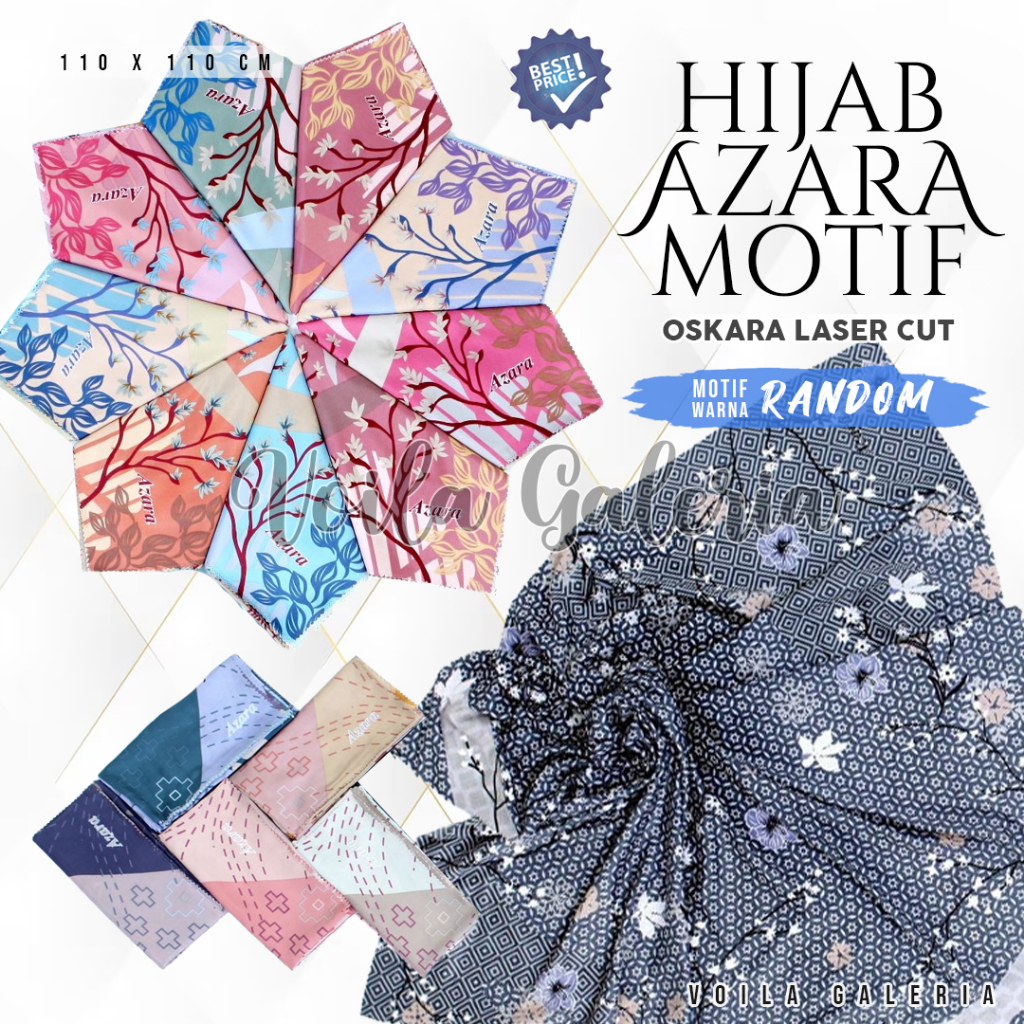 Hijab Segiempat Motif Premium Square - Kerudung Jilbab Voal Oleh Oleh Haji Umroh