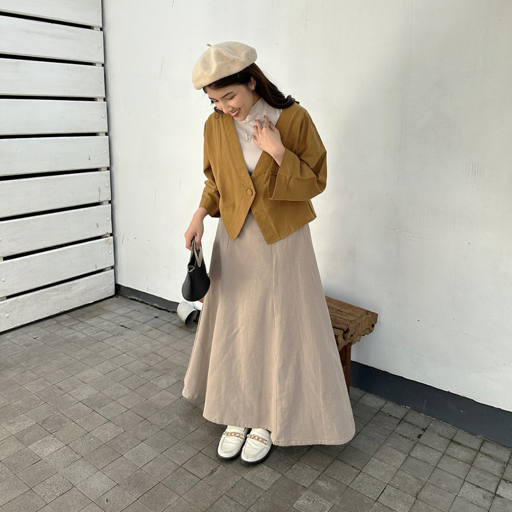 Haruka Crop Outer I Luaran Outer Blazer Linen [YEPPUOUTFIT]