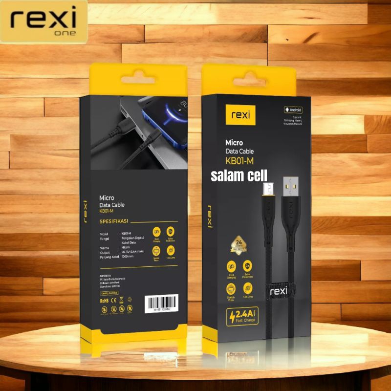 Kabel Data Micro Usb REXI KB01-M 2,4A Fast Charger Original Garansi Resmi