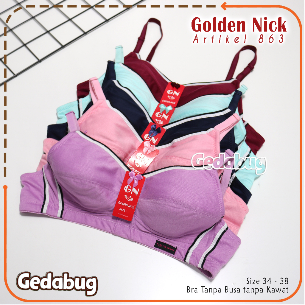 Bra Golden Nick 863 / GN863 List | Bra Sport tanpa busa tanpa kawat kancing 2 | Gedabug