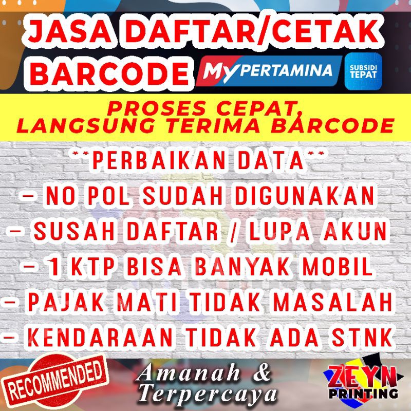 LAYANAN DIGITAL JASA DAFTAR/CETAK/PERBAIKAN DATA QRCODE BARCODE MYPERTAMINA BENSIN SOLAR SUBSIDI TEP