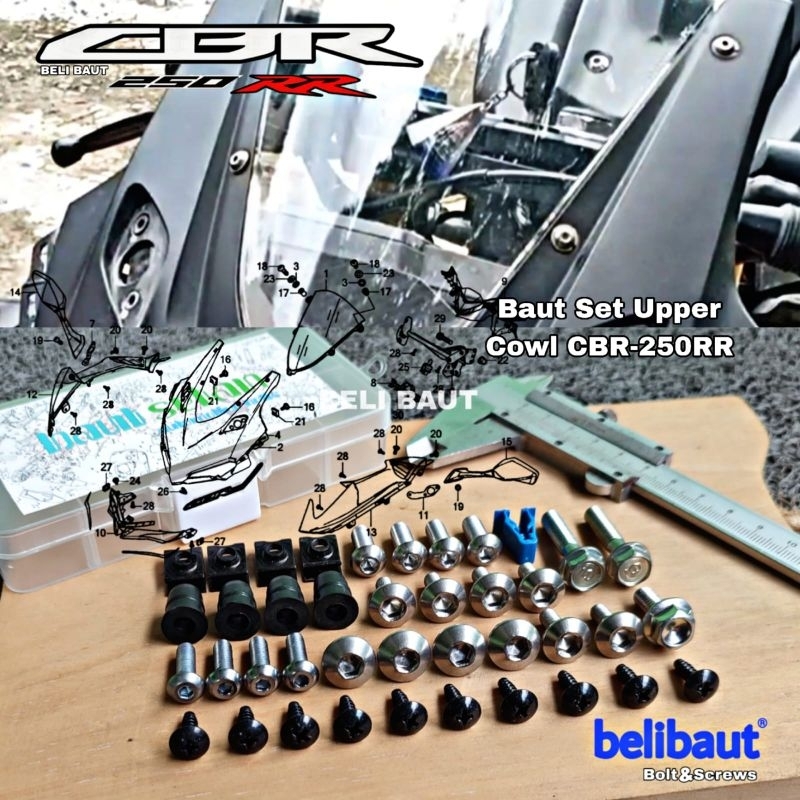 Baut Set Upper Cowl CBR 250RR/ Baut Set Cover Tameng Depan CBR 250RR