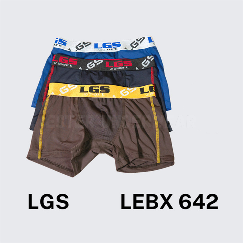 Celana Boxer Pria LGS Sport LEBX 642 ISI-3 PCS bahan Microfiber Quick Dry