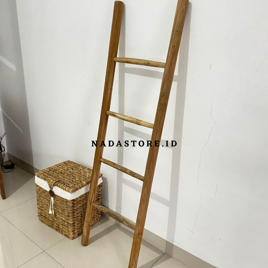 Ladder Hanger Tangga Kayu Jati / Tangga Kayu Dekorasi / Tangga Kayu Hias / Ladder Hanger