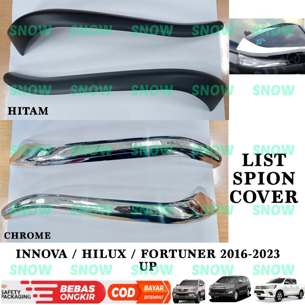 List Spion All New Innova Fortuner Hilux 2016 2023 2024 Mirror Trim Chrome Hitam