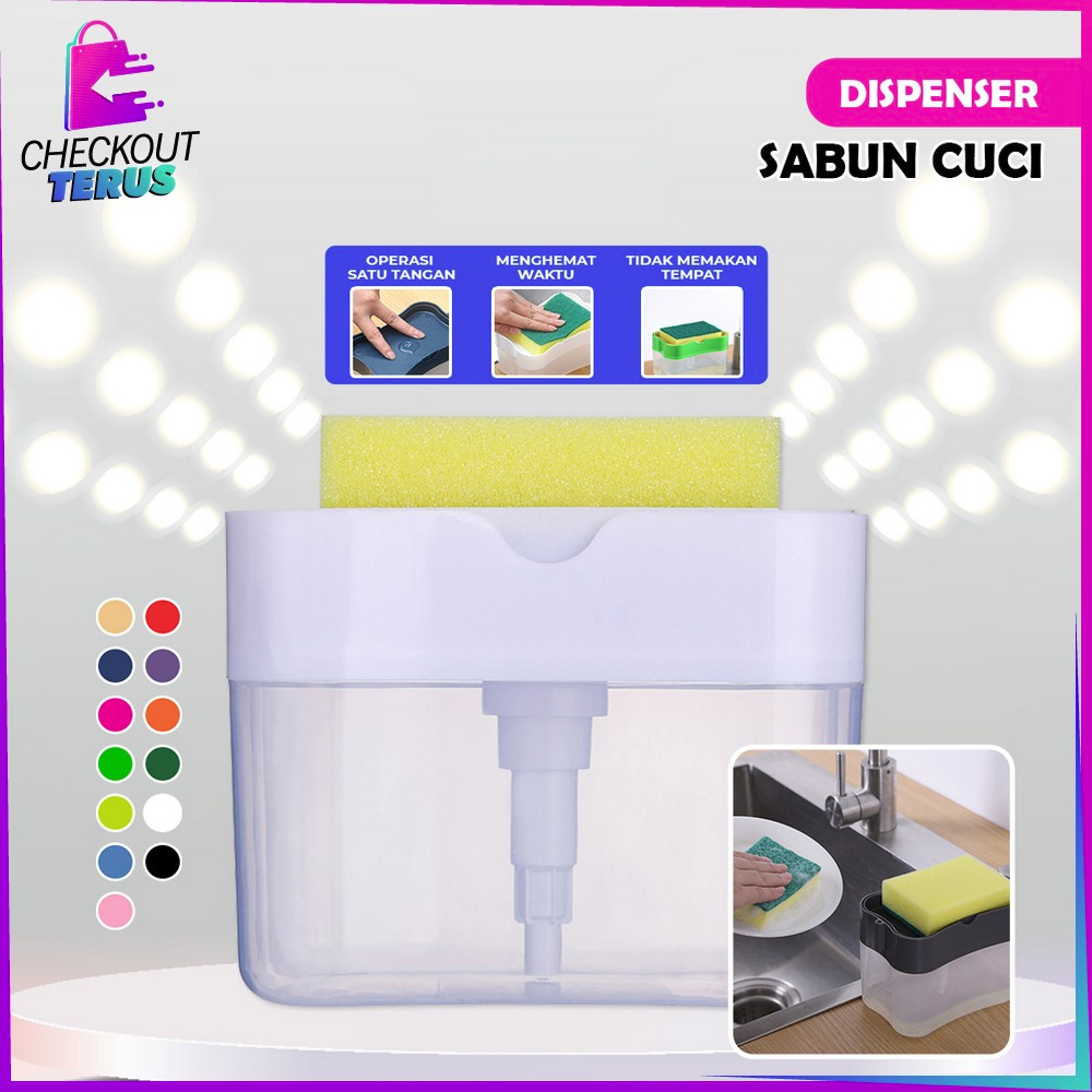 CT C421 Dispenser Sabun &amp; Holder Spons Cuci Piring 2in1 Tempat Sabun Cuci Piring Dispenser sabun Spon Sabun Cuci Piring Busa