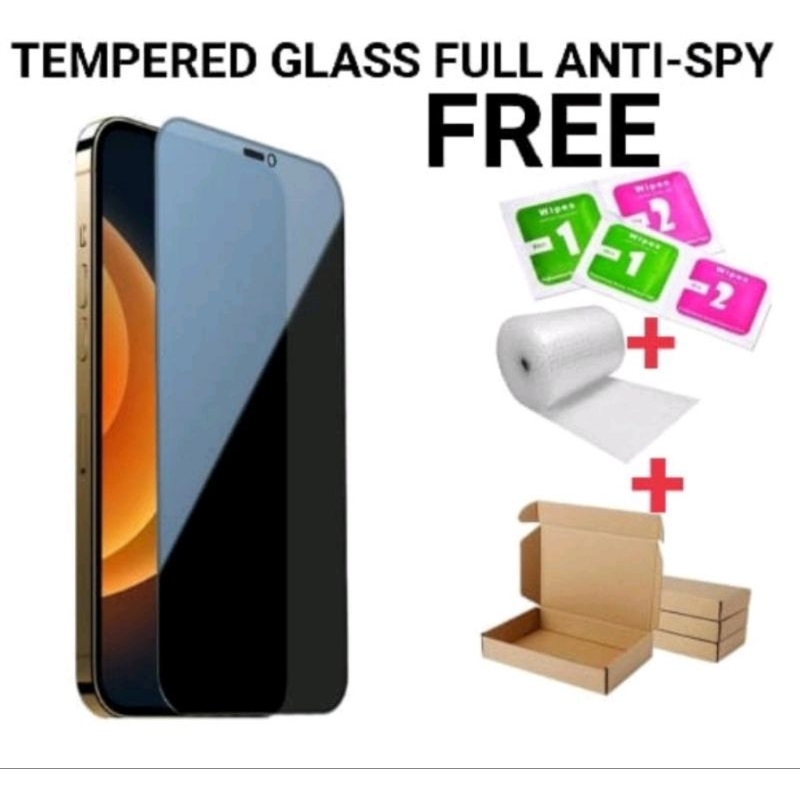 TEMPERED GLASS FULL KACA ANTI-SPY HANDPHONE ALL TIPE / Tg Tempered Glass Full Kaca Privacy Anti-Spy For All Tipe Handphone