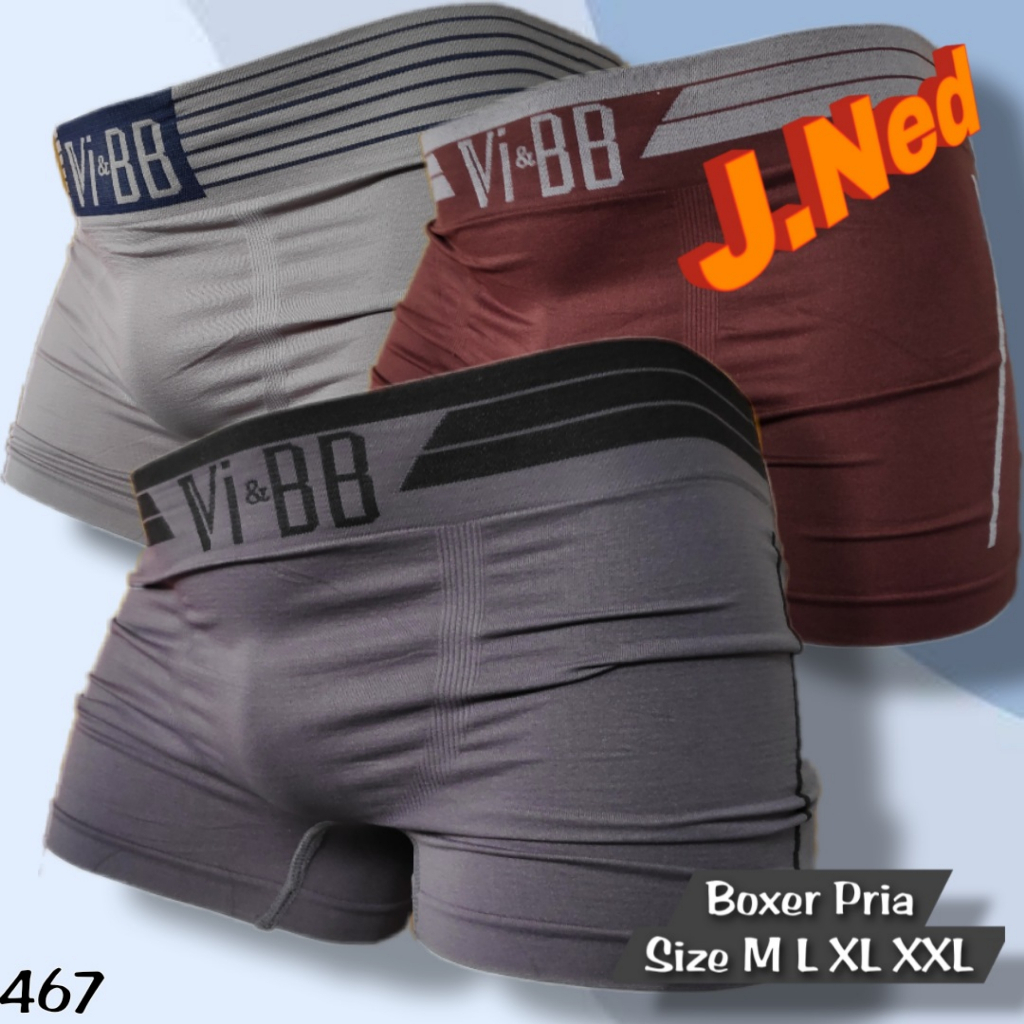 J467 (harga satuan) Vi-Bb Celana Dalam Boxer Pria Dewasa dan Remaja, Cd Boxer Pria Size M L XL XXL