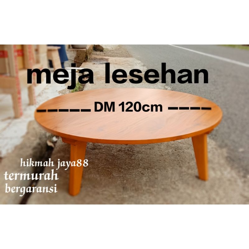 Meja lesehan bulat meja bundar 120 tinggi 30cm