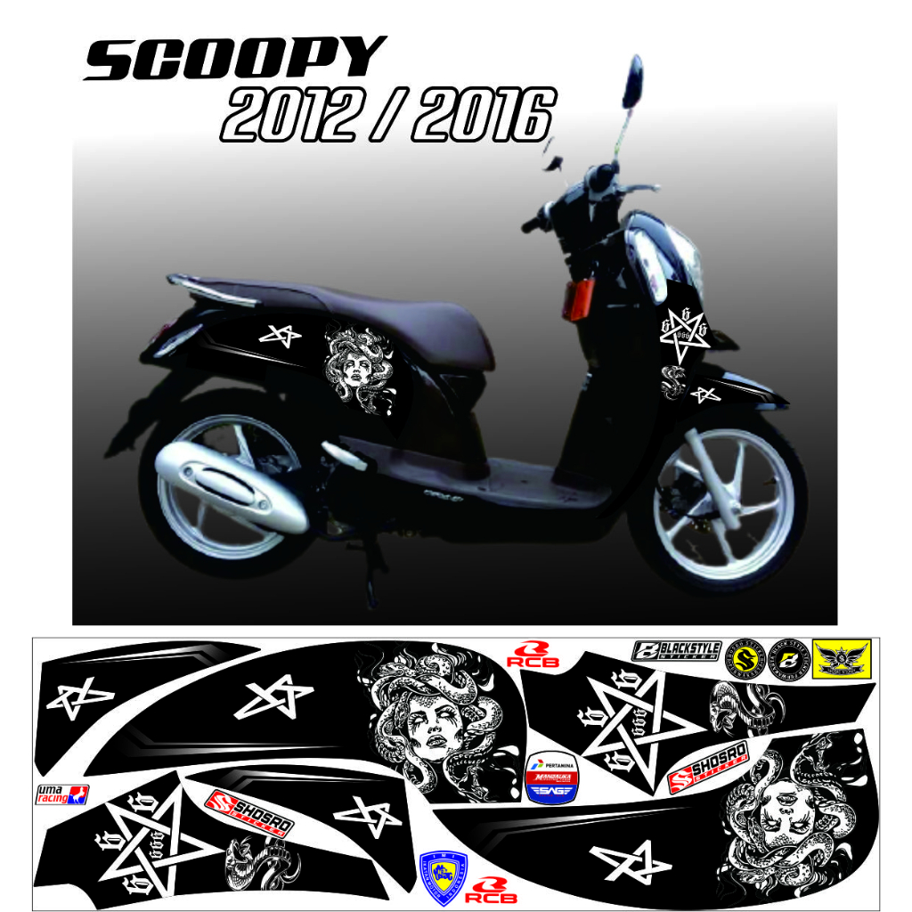 SETIKER SCOOPI FI 2013-2016 STRIPING  LIS BODY MOTOR SCOOPY 2015 / SCOOPY FI MOTIF MEDUSA VARIASI ST
