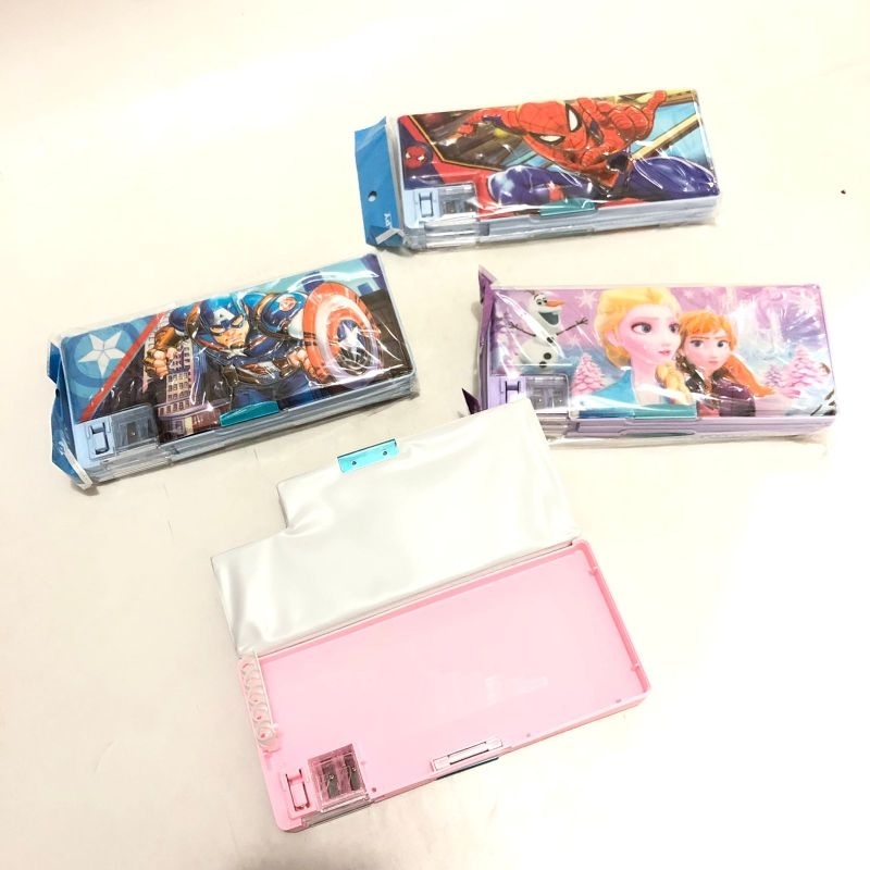 GP65081 Kotak Pensil / Pencil Case / Dosgrip Magnet Karakter Frozen Unicron Spiderman Avenger