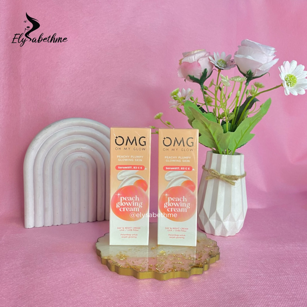 ✿ELYSABETHME✿ OMG Cream peach glowing 25g krim day night pelembab untuk mencerahkan wajah OH MY GLAM