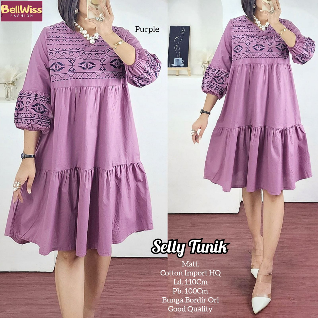 SELLY TUNIK / 12.7 / BAHAN KATUN PREMIUM / LD 110 CM / PB 100 CM / ALLSIZE JUMBO / FIT TO XXL / BELLWIS