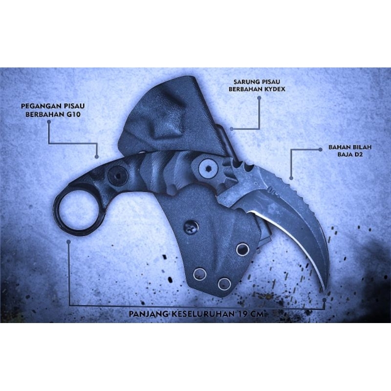 Pisau outdoor baja D2 steel taktis like claw