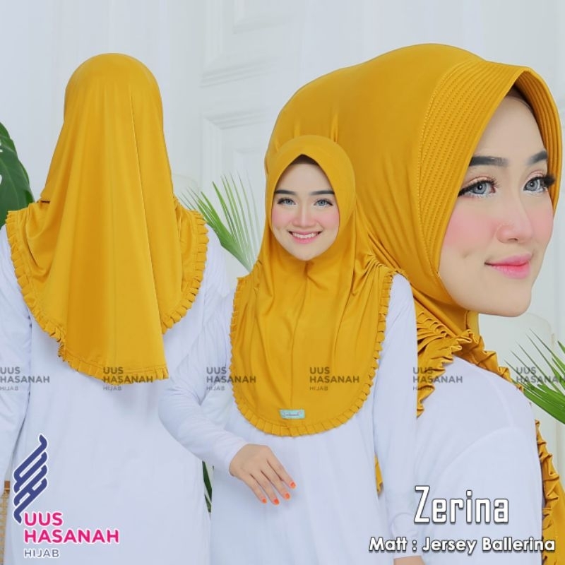 [Uus Hasanah] ZERINA ••hijab instan jersey•tanpa masker•bergo instan pet••