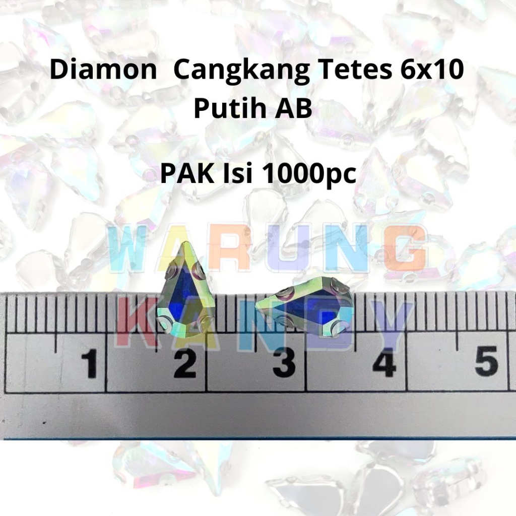 Diamon Jahit Cangkang Tetes 6X10 Putih AB BKS 1000pc