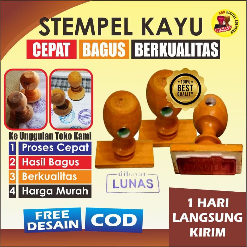

STEMPEL KAYU MURAH CEPAT BERKUALITAS!! Stempel Kayu Uk. 28,35,40,FREE Desain,Cepat & Murah
