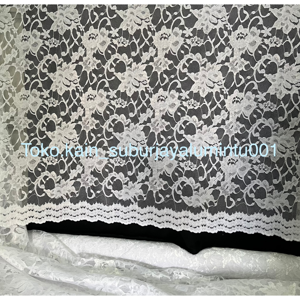 brokat dekorasi / brukat tenda / lace / vitrage / white lace / brokat putih METERAN / berukat 110cm 