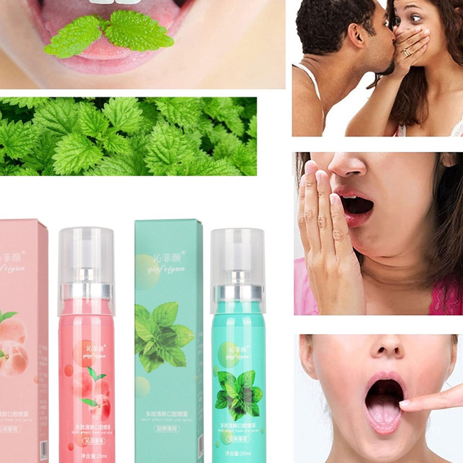 QINFEIYAN MOUTH SPRAY penyegar bau mulut mint and peach spray