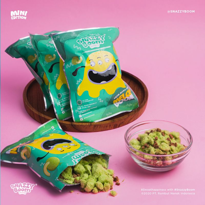 

Snazzy Boom mini arum manis rambut nenek snack cemilan permen gulali